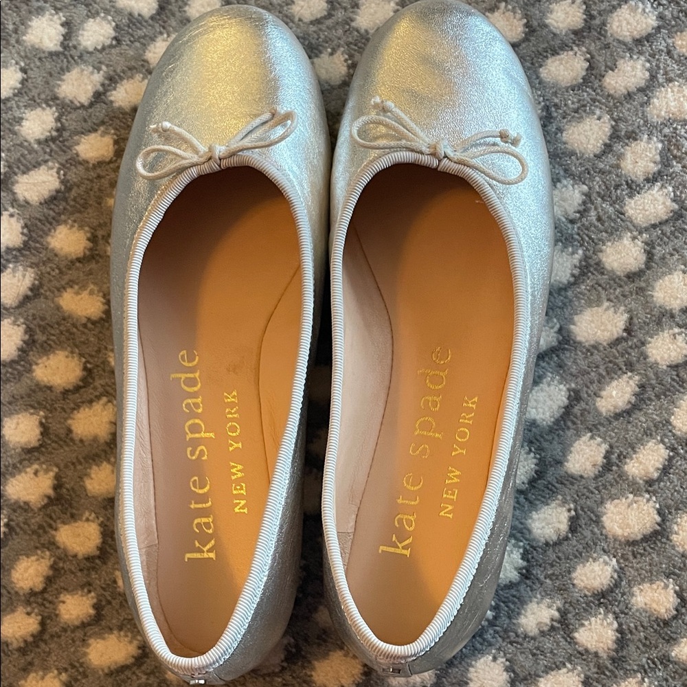 Kate Spade Metallic Silver Loafers